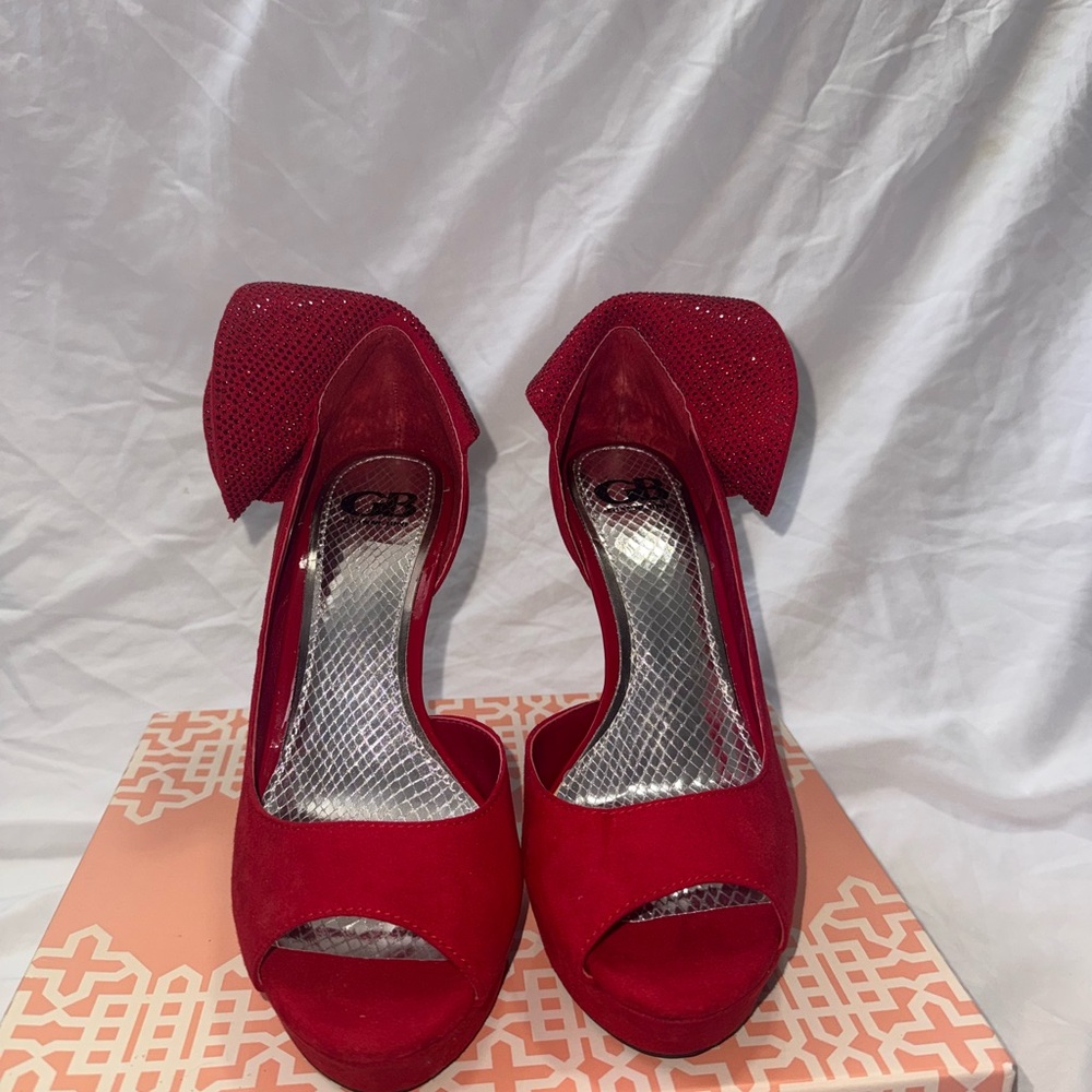 Gianni Bini Red Bow Peep-Toe Heels